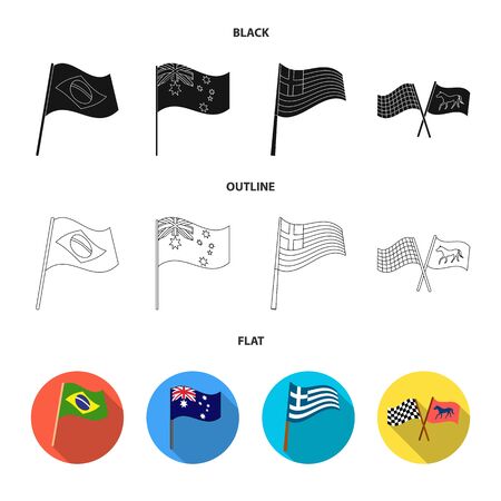 Isolated object of world and flag sign. Set of world and ribbon stock vector illustration.のイラスト素材