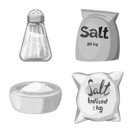 Vector design of salt and food icon. Collection of salt and mineral vector icon for stock.のイラスト素材