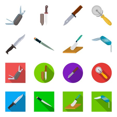 Vector design of knife and cut sign. Collection of knife and flat stock symbol for web.のイラスト素材