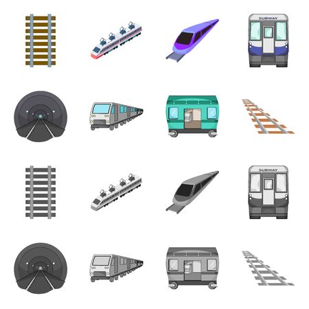 Isolated object of railroad and train icon. Collection of railroad and way stock vector illustration.のイラスト素材