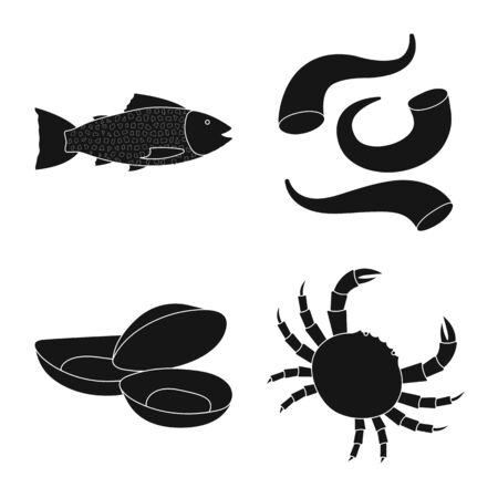 Vector illustration of market and marine sign. Collection of market and sea stock symbol for web.のイラスト素材