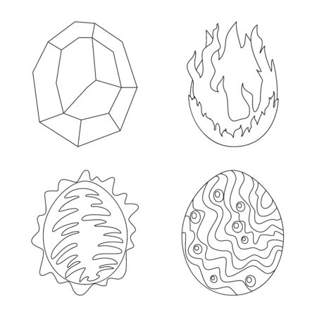 Vector illustration of dinosaur and magic icon. Set of dinosaur and fantasy vector icon for stock.のイラスト素材