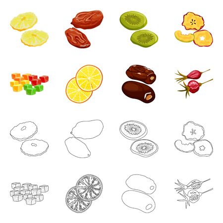 Isolated object of food and raw icon. Set of food and nature stock symbol for web.のイラスト素材