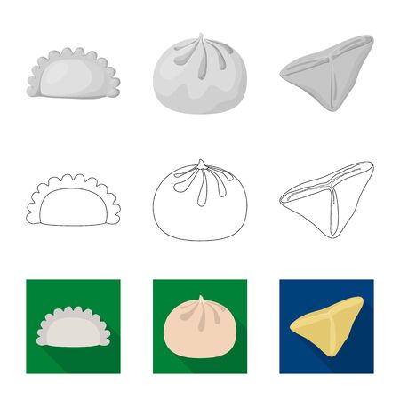 Vector design of products and cooking symbol. Collection of products and appetizer stock symbol for web.のイラスト素材