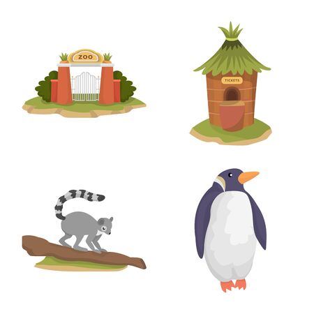 Isolated object of zoo and park sign. Set of zoo and animal stock vector illustration.のイラスト素材