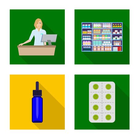 Vector illustration of hospital and help. Set of hospital and healthcare vector icon for stock.のイラスト素材