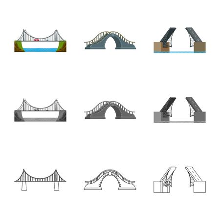 Vector illustration of connection and design sign. Collection of connection and side stock symbol for web.のイラスト素材