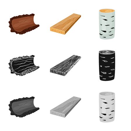 Vector design of tree and raw logo. Collection of tree and construction stock symbol for web.のイラスト素材