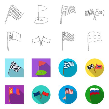 Isolated object of world and flag. Collection of world and ribbon stock symbol for web.のイラスト素材