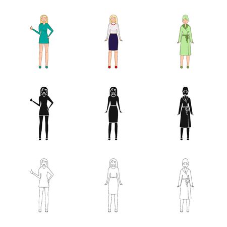 Vector design of posture and mood symbol. Collection of posture and female vector icon for stock.のイラスト素材