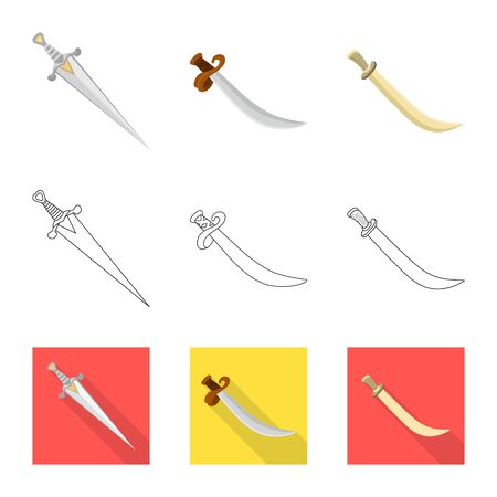 Vector illustration of game and armor icon. Set of game and blade vector icon for stock.のイラスト素材