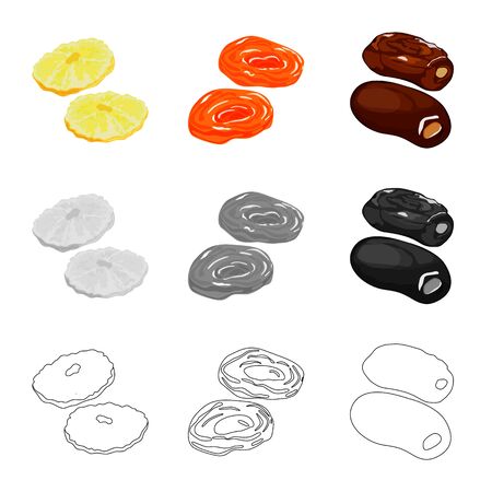 Vector illustration of food and raw sign. Set of food and nature vector icon for stock.のイラスト素材
