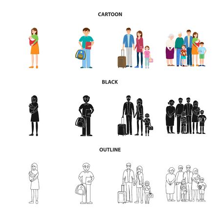 Isolated object of character and avatar . Set of character and portrait stock vector illustration.のイラスト素材