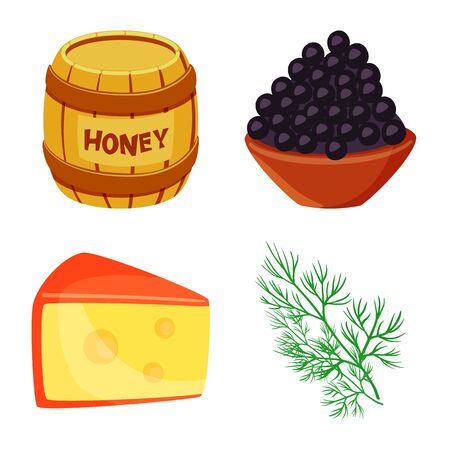 Isolated object of food and flavors sign. Collection of food and ingredient stock symbol for web.のイラスト素材