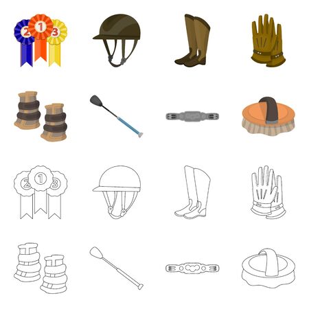 Vector design of equipment and riding. Set of equipment and competition stock vector illustration.のイラスト素材