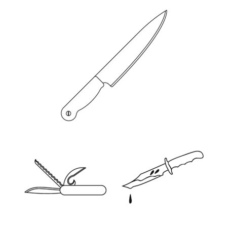 bitmap design of knife and cut symbol. Set of knife and flat stock bitmap illustration.の写真素材