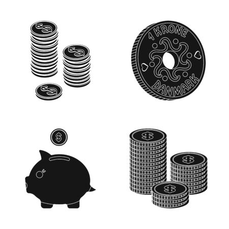 Isolated object of coin and treasure symbol. Collection of coin and money bitmap icon for stock.の写真素材