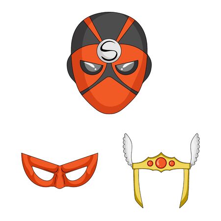 Isolated object of hero and mask symbol. Collection of hero and superhero bitmap icon for stock.の写真素材