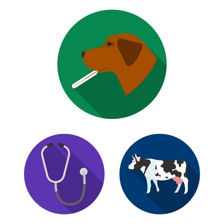 Veterinary clinic flat icons in set collection for design. Treatment of a pet bitmap symbol stock web illustration.の写真素材