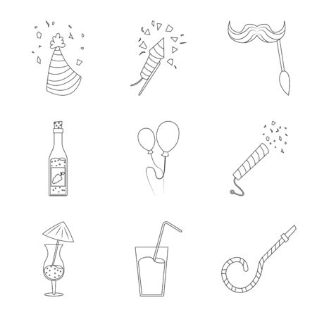 bitmap illustration of party and birthday symbol. Collection of party and celebration stock bitmap illustration.の写真素材