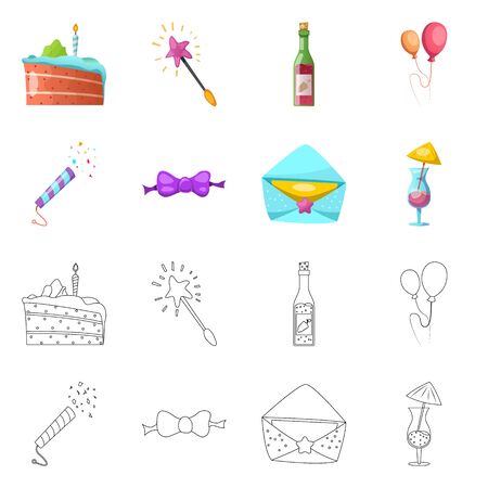 Isolated object of party and birthday. Collection of party and celebration bitmap icon for stock.の写真素材