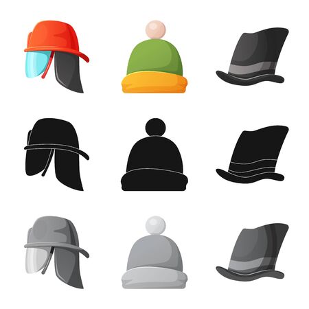 Isolated object of headgear and cap symbol. Collection of headgear and accessory stock bitmap illustration.の写真素材