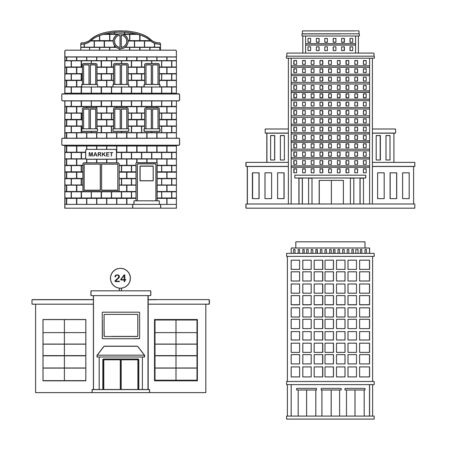 Vector design of architecture and exterior sign. Set of architecture and city vector icon for stock.のイラスト素材