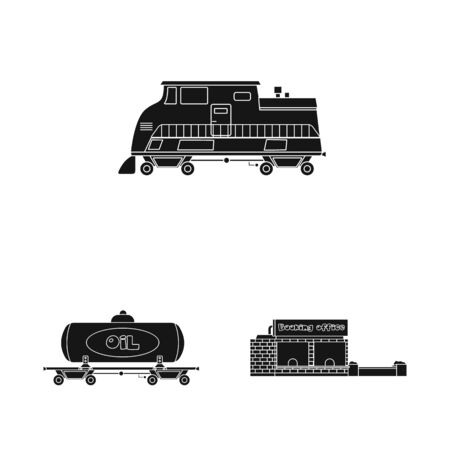 bitmap illustration of train and station sign. Collection of train and ticket stock bitmap illustration.の写真素材