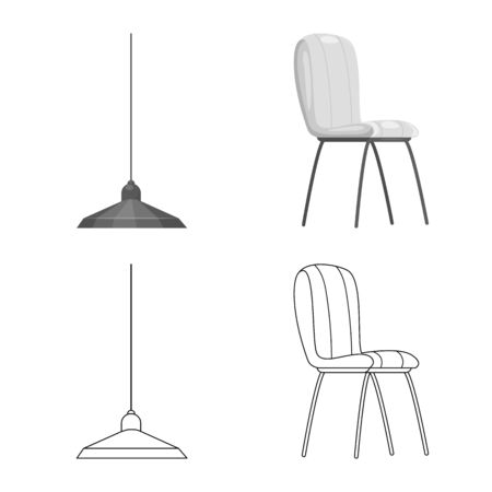 bitmap illustration of furniture and apartment. Set of furniture and home stock symbol for web.の写真素材