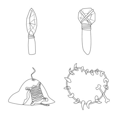 Vector design of primitive and archeology icon. Set of primitive and history stock vector illustration.のイラスト素材