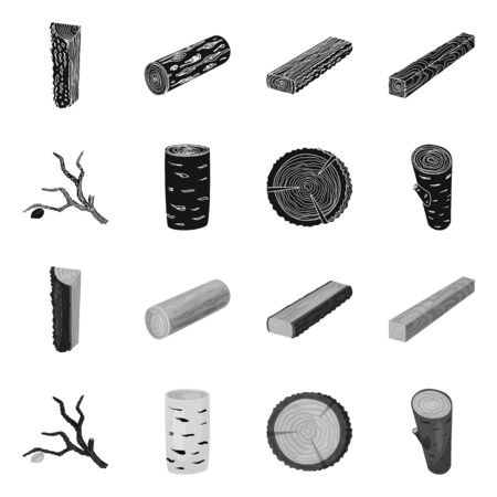 Vector illustration of tree and raw sign. Collection of tree and construction stock vector illustration.のイラスト素材