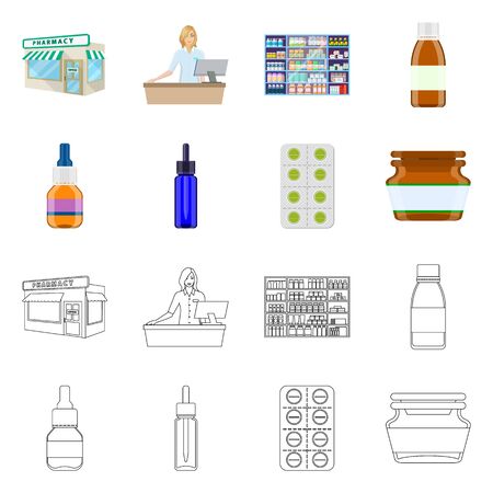Isolated object of retail and healthcare icon. Set of retail and wellness stock vector illustration.のイラスト素材