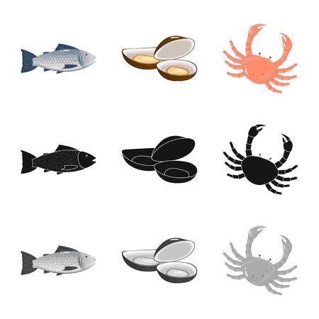 Vector design of fresh and restaurant icon. Collection of fresh and marine vector icon for stock.のイラスト素材