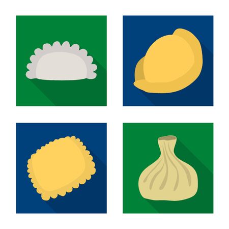 Vector illustration of products and cooking logo. Collection of products and appetizer stock vector illustration.のイラスト素材