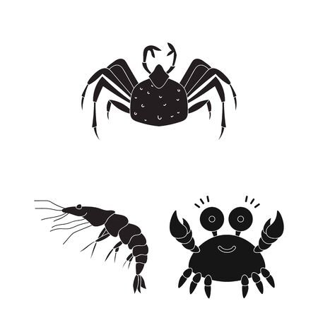 bitmap illustration of crab and beach . Set of crab and sea stock bitmap illustration.の写真素材