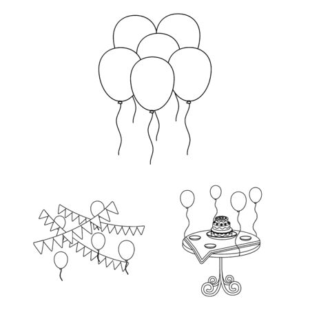Isolated object of happy and fun symbol. Collection of happy and balloon stock bitmap illustration.の写真素材