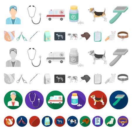 Veterinary clinic cartoon icons in set collection for design. Treatment of a pet bitmap symbol stock web illustration.の写真素材
