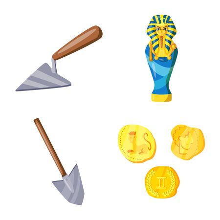 Vector design of archaeology and historical sign. Set of archaeology and excavation stock vector illustration.のイラスト素材
