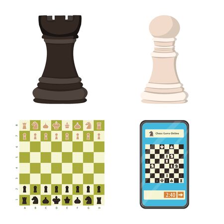 Vector design of chess and game sign. Collection of chess and strategy stock vector illustration.のイラスト素材