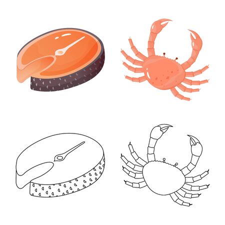 Vector design of fresh and restaurant. Collection of fresh and marine vector icon for stock.のイラスト素材