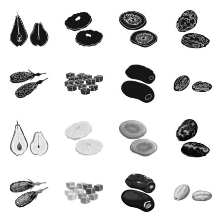 Vector design of food and raw. Collection of food and nature stock vector illustration.のイラスト素材