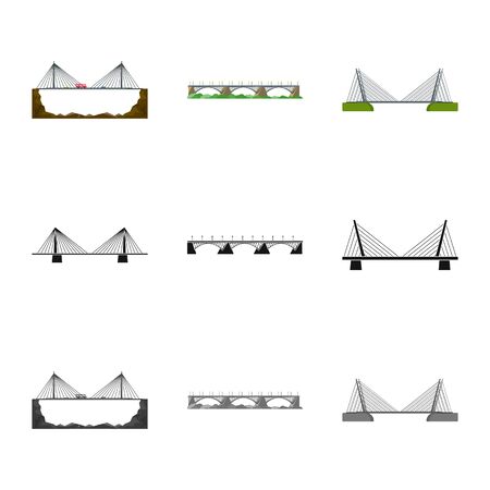 Vector illustration of connection and design symbol. Set of connection and side vector icon for stock.のイラスト素材