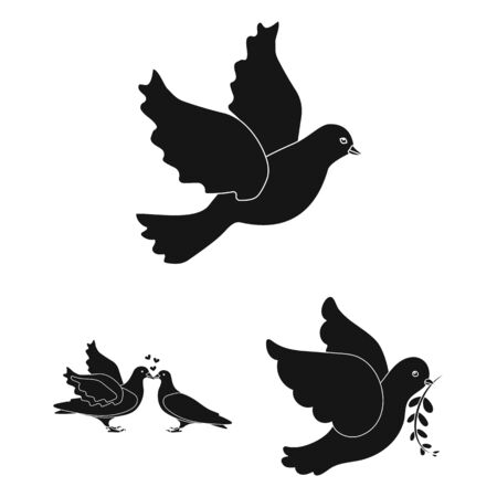 Isolated object of flying and dove sign. Set of flying and carrier bitmap icon for stock.の写真素材