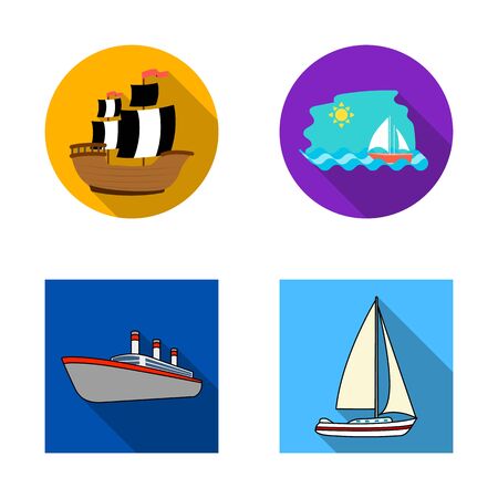 Isolated object of yacht and ship icon. Collection of yacht and cruise stock symbol for web.の写真素材