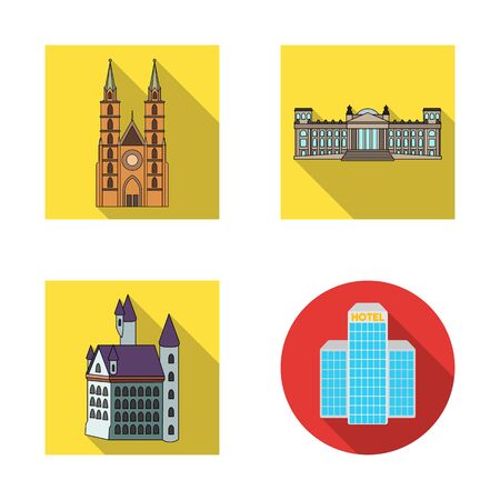 bitmap illustration of building and city sign. Set of building and business stock symbol for web.の写真素材