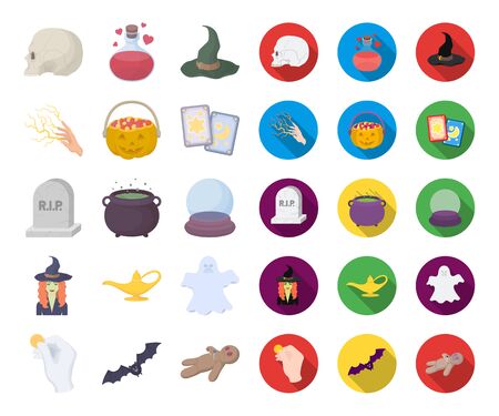 cartoon,flat and white magic cartoon,flat icons in set collection for design. Attributes and sorceress accessories bitmap symbol stock web illustration.の写真素材