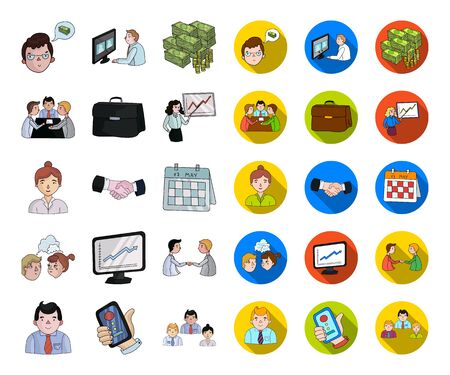 Business Conference And Negotiations cartoon,flat icons in set collection for design.Business and training bitmap symbol stock web illustration.の写真素材