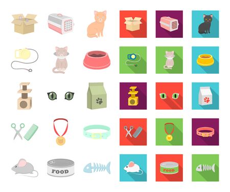 An animal cat cartoon,flat icons in set collection for design. Caring for a cat bitmap symbol stock web illustration.の写真素材
