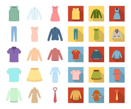 Different kinds of clothes cartoon,flat icons in set collection for design. Clothes and style bitmap symbol stock web illustration.の写真素材