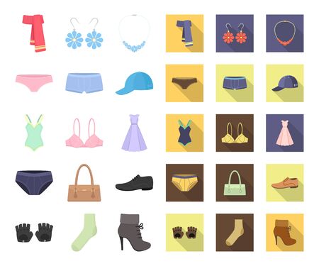 Clothes and accessories cartoon,flat icons in set collection for design. Shoes and decoration bitmap symbol stock web illustration.の写真素材
